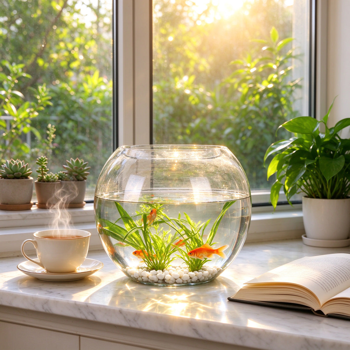 Thickened Glass Globe-Shaped Transparent Fish Bowl Home Decor