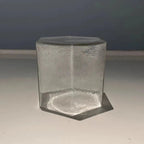 Hand-Blown Hexagonal Glass Side Table, Hollow Thick Glass Stool Accent End Table, Modern Nordic Nightstand Pedestal for Living Room Bedroom