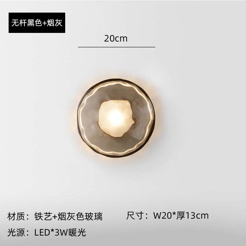 Modern Double Head Water Ripple Glass Wall Sconce - Stone Pattern Wall Lamp