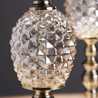 Crystal Diamond Cut Glass Table Lamp - Vintage Brass Gold Bedside Lamp