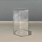 Hand-Blown Hexagonal Glass Side Table, Hollow Thick Glass Stool Accent End Table, Modern Nordic Nightstand Pedestal for Living Room Bedroom