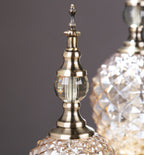 Crystal Diamond Cut Glass Table Lamp - Vintage Brass Gold Bedside Lamp