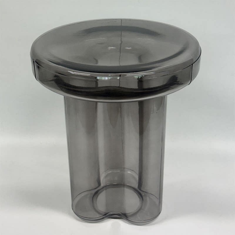 Mushroom Shaped Hand-Blown Thick Glass Round Coffee Table - Modern Tinted Glass Side Table for Living Room