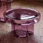 Mushroom Shaped Hand-Blown Thick Glass Round Coffee Table - Modern Tinted Glass Side Table for Living Room