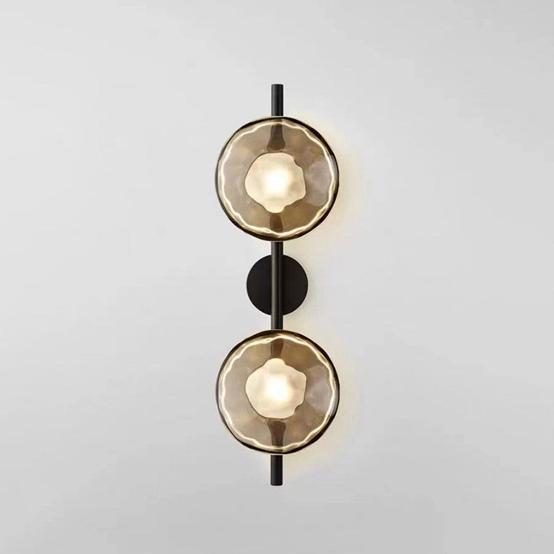Modern Double Head Water Ripple Glass Wall Sconce - Stone Pattern Wall Lamp