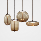 Mid-Century Modern Hand Blown Glass Pendant Light, Nordic Minimalist Hemp Rope Art Pendant Lamp