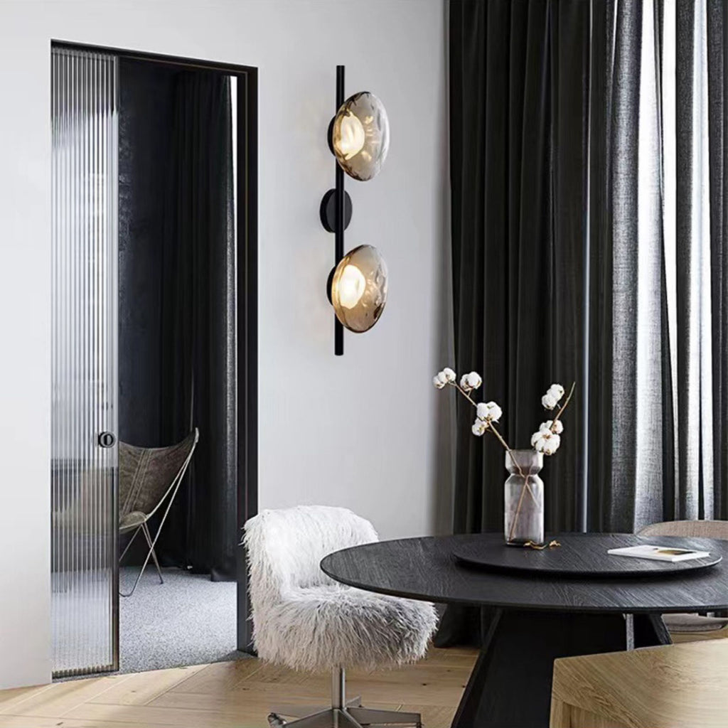 Modern Double Head Water Ripple Glass Wall Sconce - Stone Pattern Wall Lamp