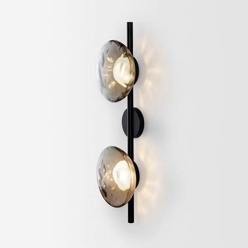 Modern Double Head Water Ripple Glass Wall Sconce - Stone Pattern Wall Lamp