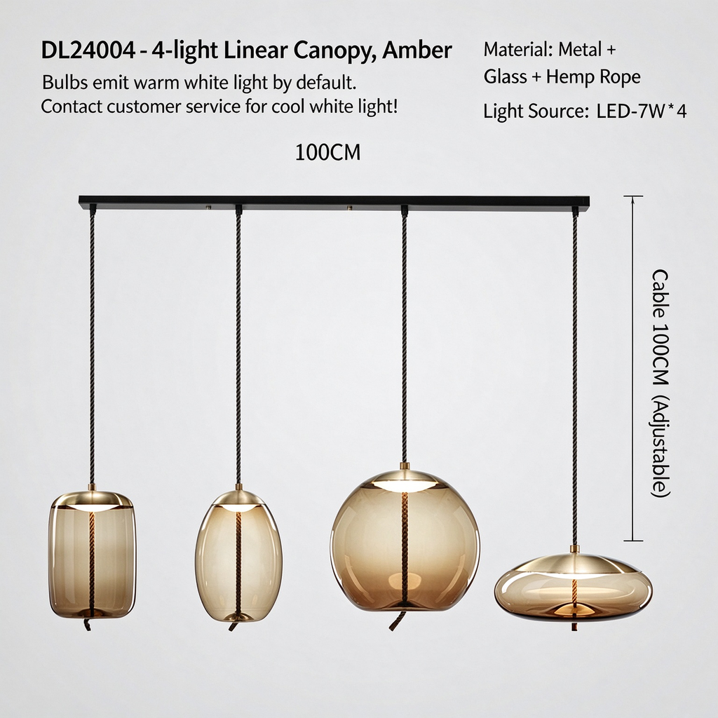 Mid-Century Modern Hand Blown Glass Pendant Light, Nordic Minimalist Hemp Rope Art Pendant Lamp