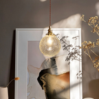Hand-blown cracked glass globe pendant light, 1.5-meter adjustable cord, perfect for kitchen islands and dining bars