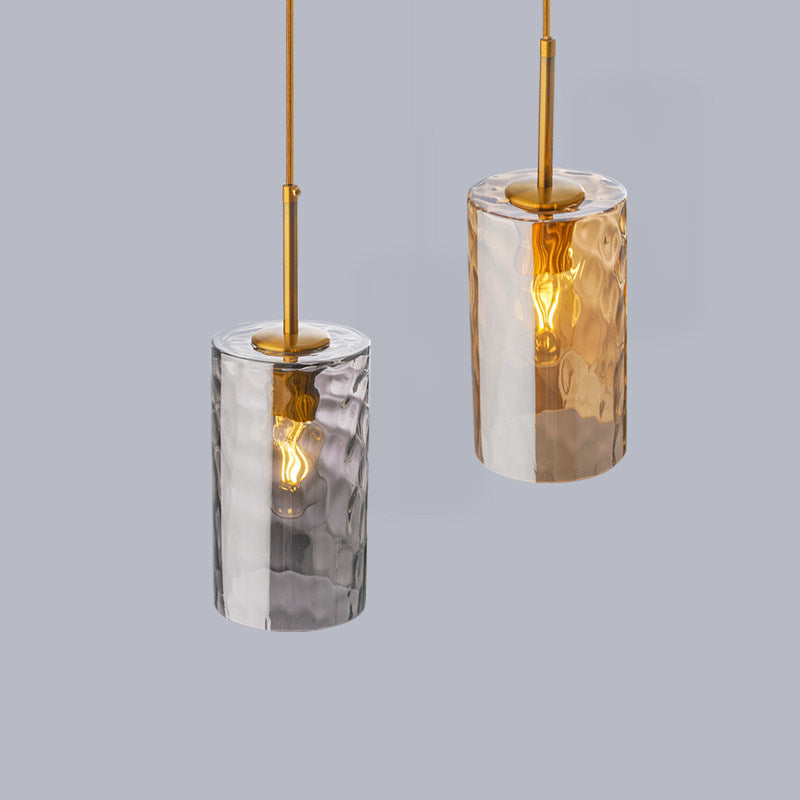 3-Light Hammered Water Ripple Glass Pendant Light, Modern Farmhouse Brass Chandelier for Dining Room Kitchen Island
