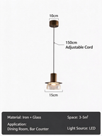 Hand-Blown Crackled Glass  Pendant Light