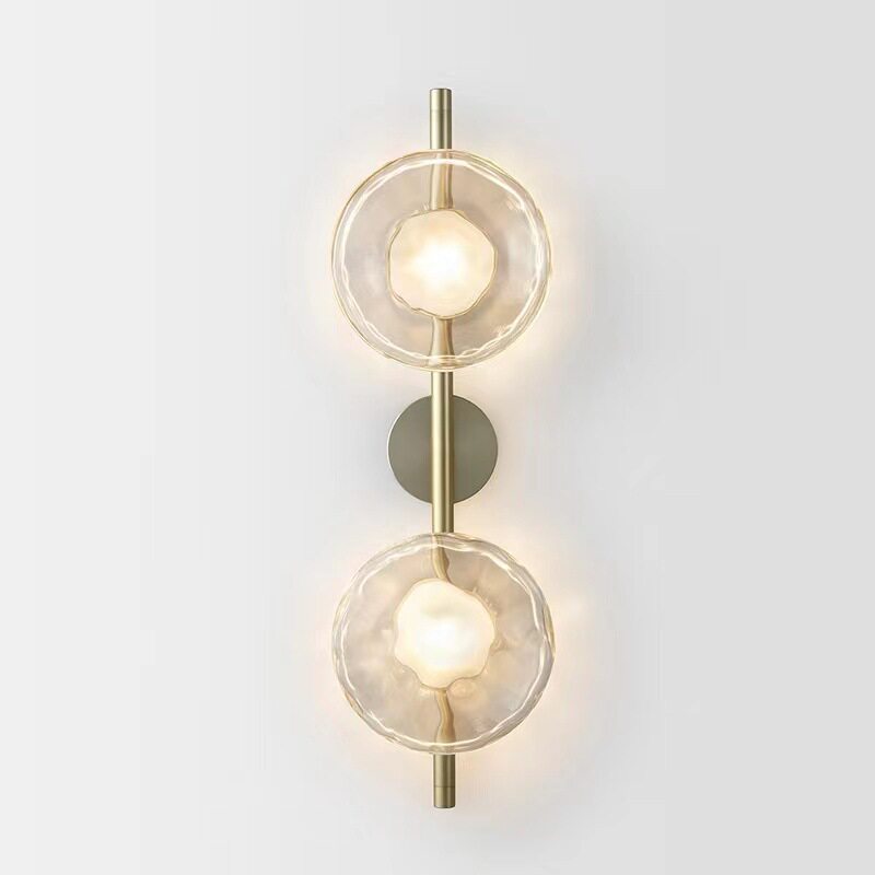 Modern Double Head Water Ripple Glass Wall Sconce - Stone Pattern Wall Lamp