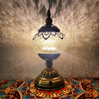 Thermal Crackle Glass Arabian Lantern, Crescent Moon Vintage Table Lamp