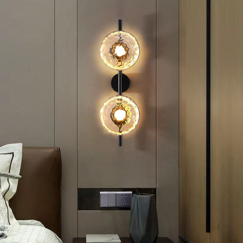 Modern Double Head Water Ripple Glass Wall Sconce - Stone Pattern Wall Lamp