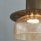 Hand-Blown Crackled Glass  Pendant Light
