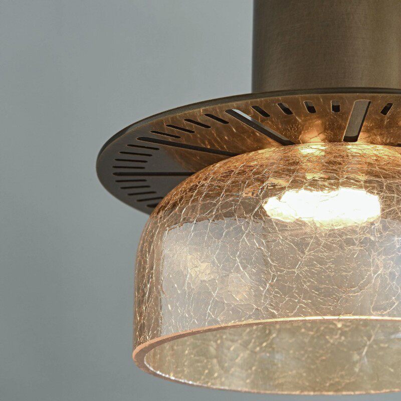 Hand-Blown Crackled Glass  Pendant Light