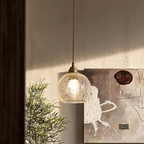 Hand-blown cracked glass globe pendant light, 1.5-meter adjustable cord, perfect for kitchen islands and dining bars