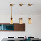 3-Light Hammered Water Ripple Glass Pendant Light, Modern Farmhouse Brass Chandelier for Dining Room Kitchen Island