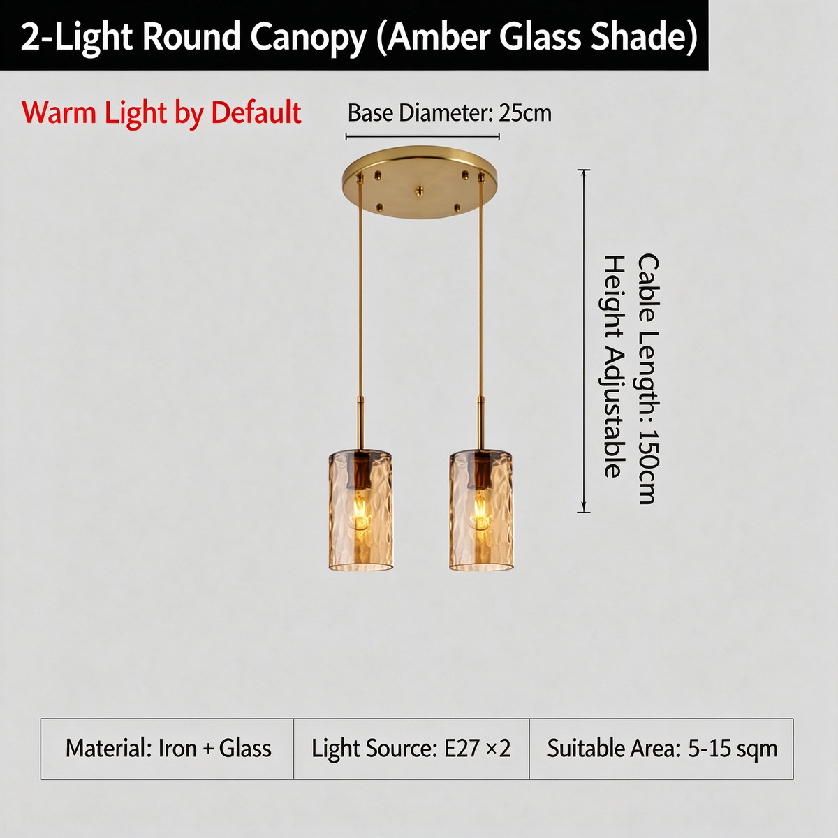 3-Light Hammered Water Ripple Glass Pendant Light, Modern Farmhouse Brass Chandelier for Dining Room Kitchen Island