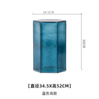Hand-Blown Hexagonal Glass Side Table, Hollow Thick Glass Stool Accent End Table, Modern Nordic Nightstand Pedestal for Living Room Bedroom