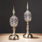 Crystal Diamond Cut Glass Table Lamp - Vintage Brass Gold Bedside Lamp