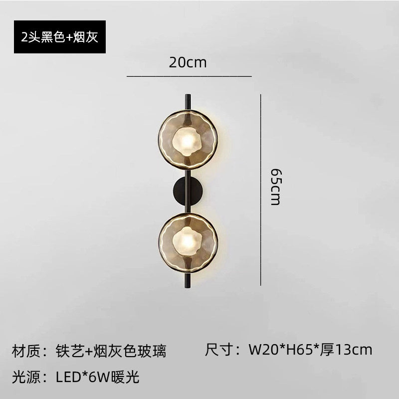 Modern Double Head Water Ripple Glass Wall Sconce - Stone Pattern Wall Lamp