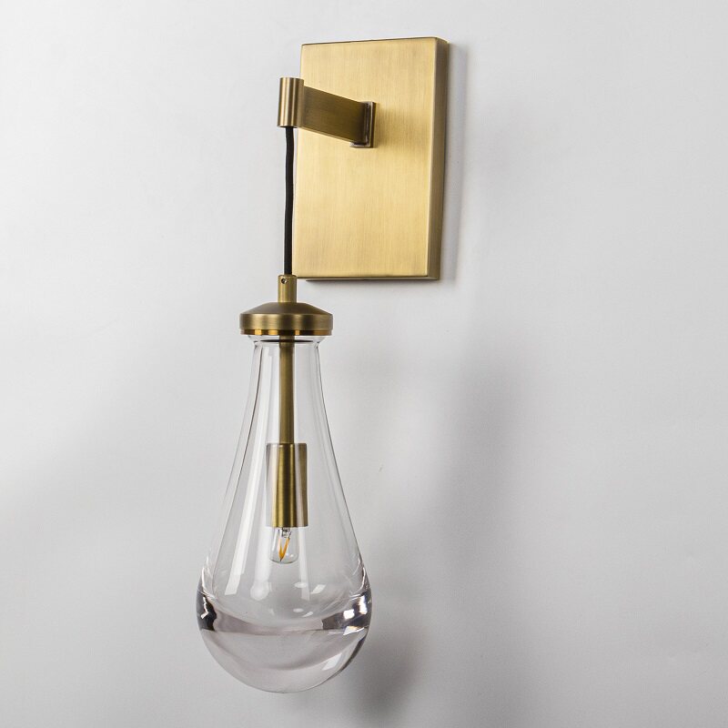 Teardrop Water Drop Glass Pendant Light - Modern Brass Gold Pendant Lamp