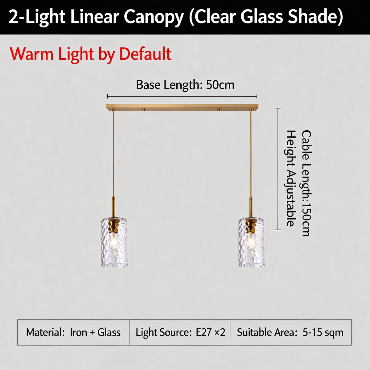 3-Light Hammered Water Ripple Glass Pendant Light, Modern Farmhouse Brass Chandelier for Dining Room Kitchen Island