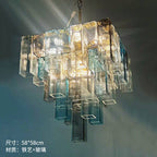 Modern Clear Glass Rectangular Tube Chandelier - Blue Gradient Art Pendant Light