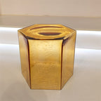 Hand-Blown Hexagonal Glass Side Table, Hollow Thick Glass Stool Accent End Table, Modern Nordic Nightstand Pedestal for Living Room Bedroom