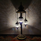 Thermal Crackle Glass Arabian Lantern, Crescent Moon Vintage Table Lamp